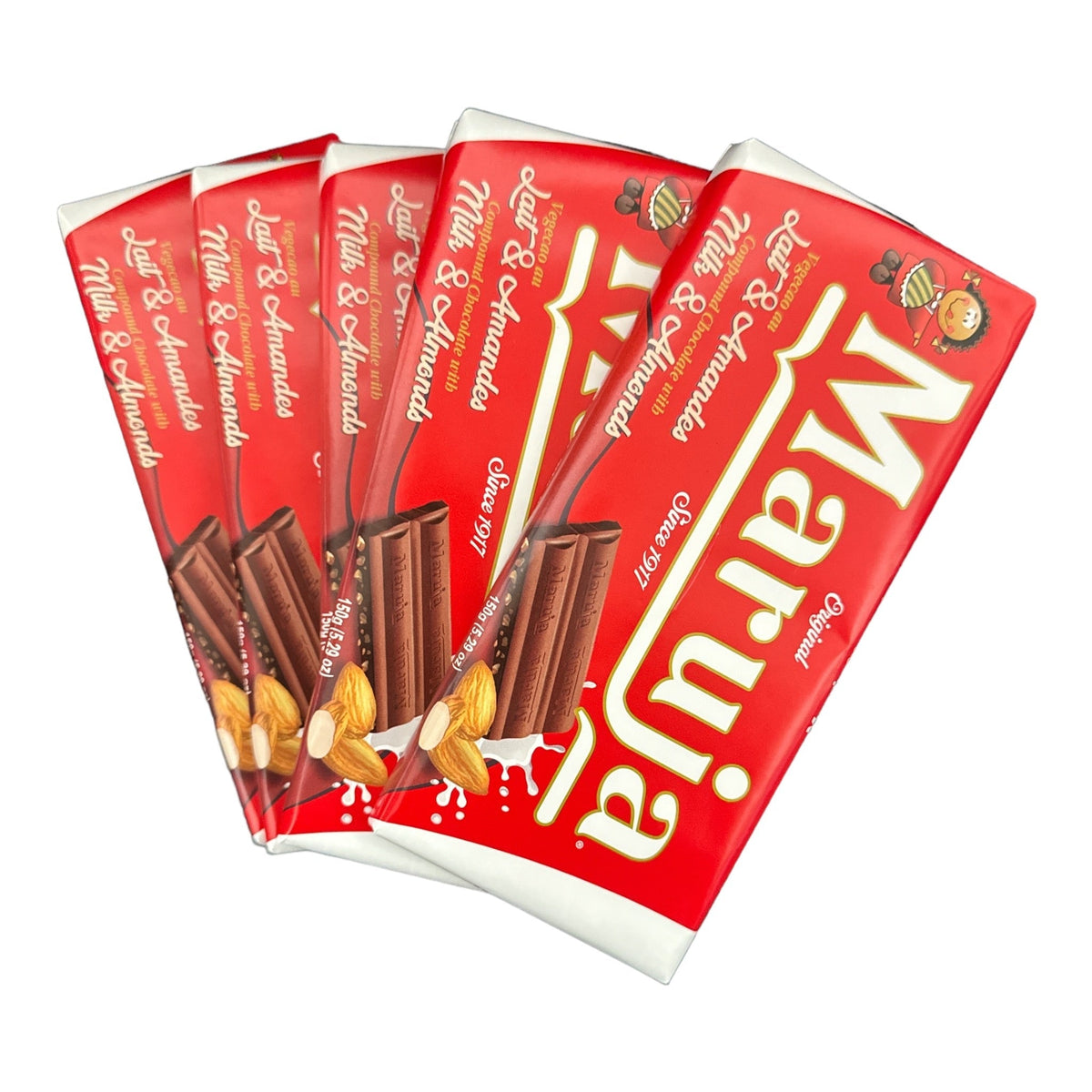 Maruja Chocolate Bar with Almond Pack 5x150g – Moroccan Souq