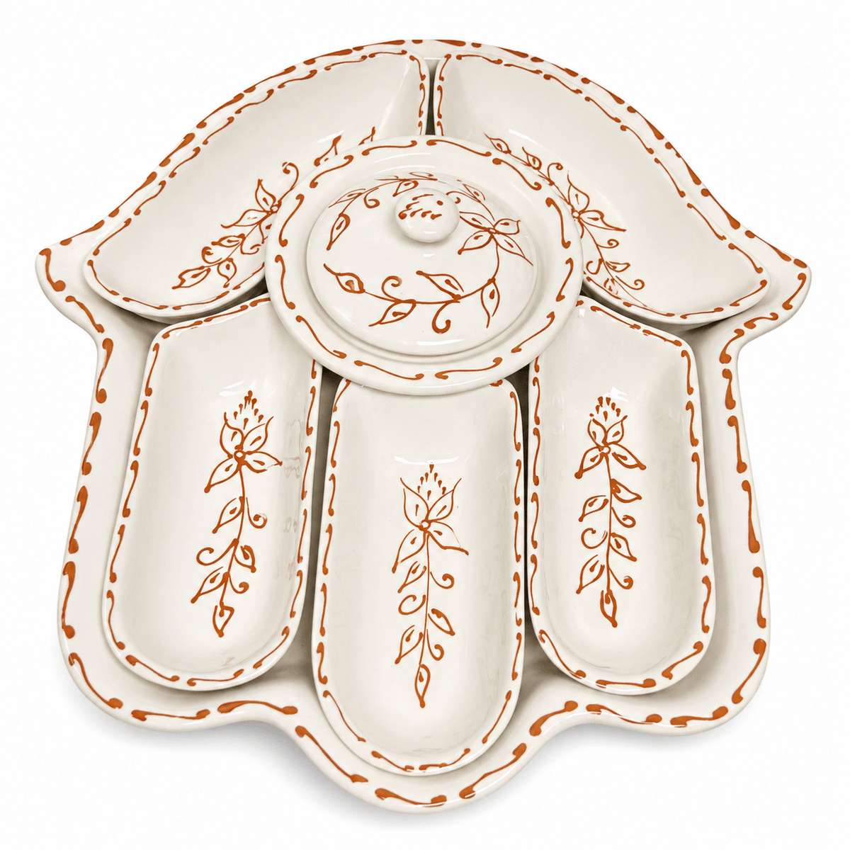 Moroccan Khmissa Ceramic Serving Tray – 35cm Decorative Appetizer