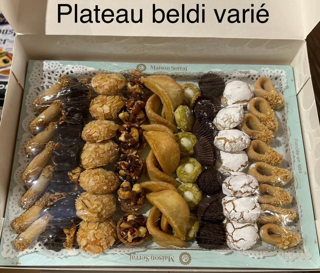 Maison Serrage Moroccan Gateaux Almond Mixed Plateau Beldi Varié 1.2kg Cookies ZaytunaMart.ca