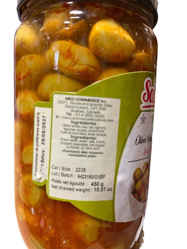 Salma Spicy Whole Green Olives 450g Net FOODS SALMA