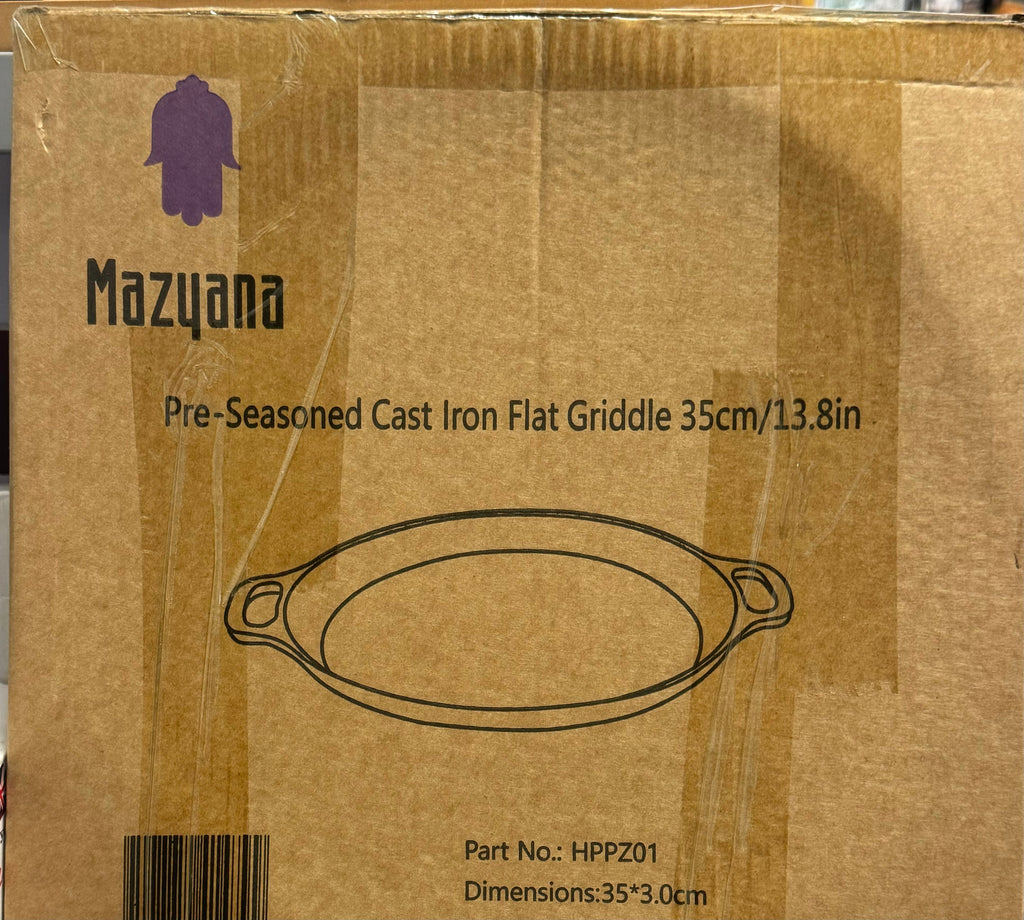 Pre-seasoned Cast Iron Flat Griddle Pan for Algerian KESRA/Matlooa 35 cm Kitchen Accessories ZaytunaMart.ca