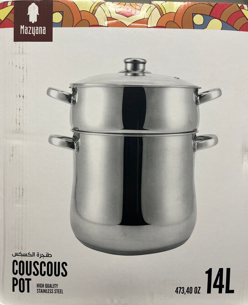 MAZYANA Couscoussier Pot Stainless Steel Steamer 14L Kitchen Accessories ZaytunaMart.ca