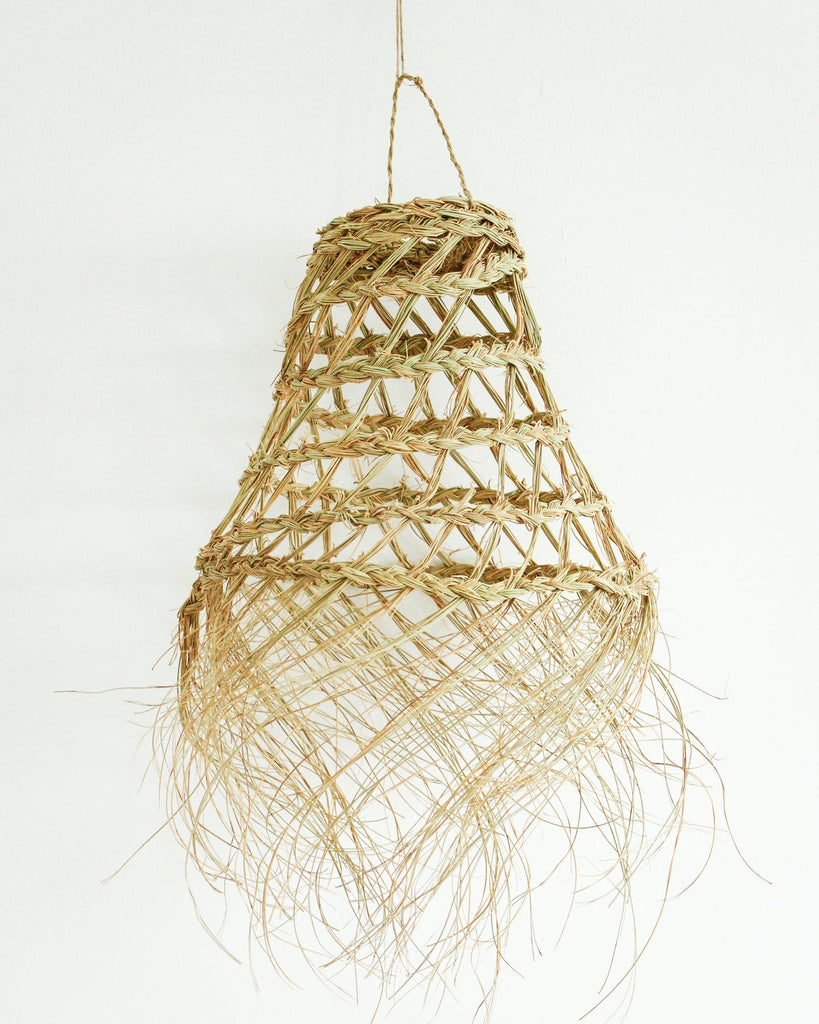 Moroccan Handwoven Seagrass Lampshade with fringes HOME ZaytunaMart.ca Small