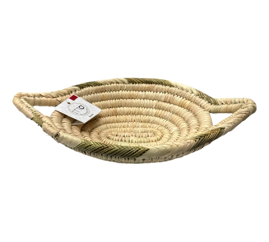 ITTO Moroccan Hand Craft Oval Bread Basket with Handles Medium size Cosmetic Argan Oil ZaytunaMart.ca