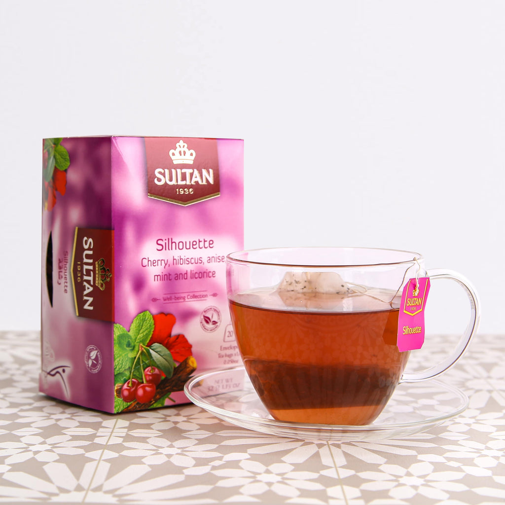 SULTAN Tisane Collection Silhouette Cherry, Hibiscus, Anise, Mint and Licorice Tea - 20 Tea Bags FOODS ZaytunaMart.ca