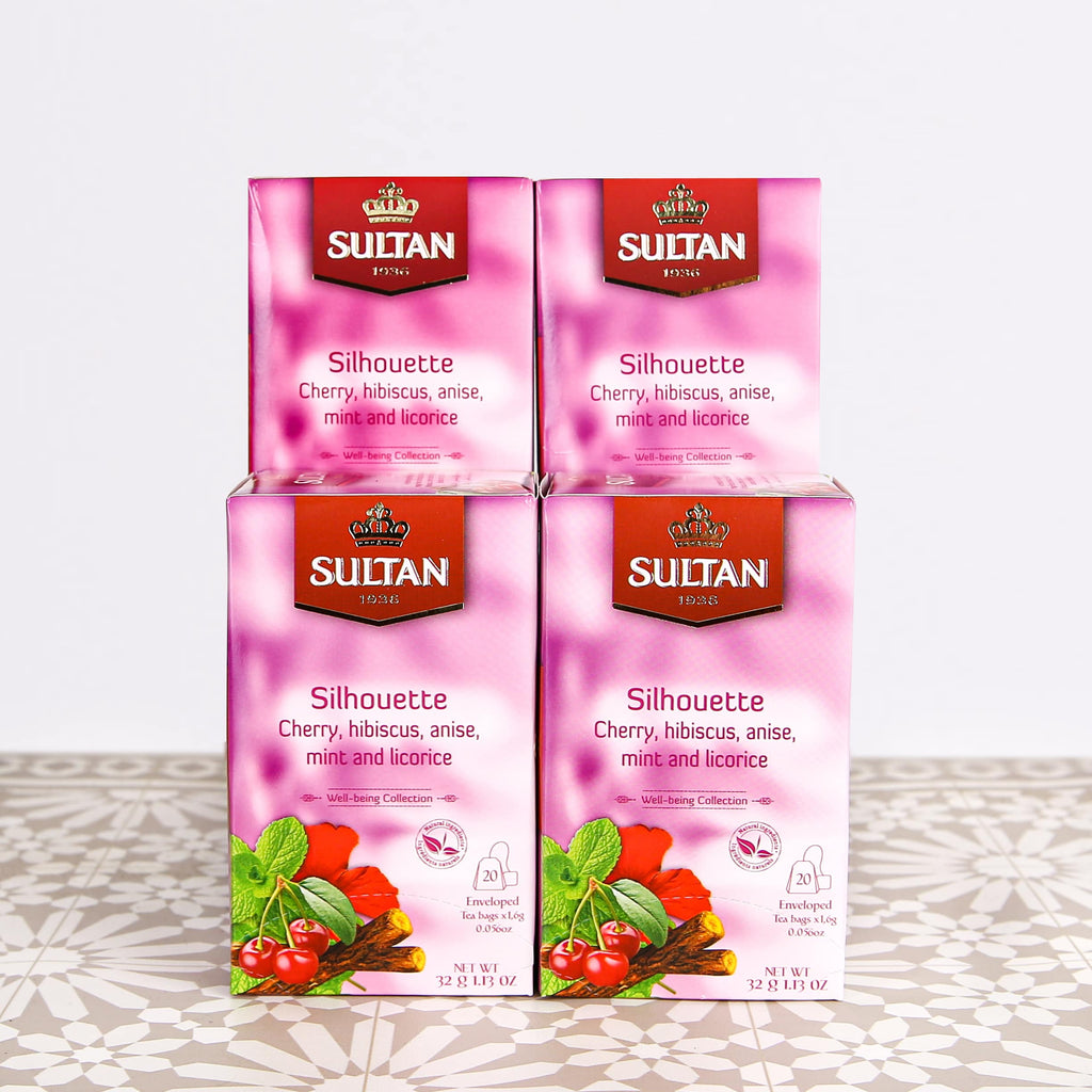 SULTAN Tisane Collection Silhouette Cherry, Hibiscus, Anise, Mint and Licorice Tea - 20 Tea Bags FOODS ZaytunaMart.ca