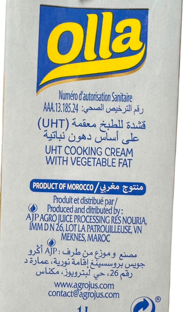 OLLA UHT Cooking Cream with vegetable oil 1L FOODS ZaytunaMart.ca