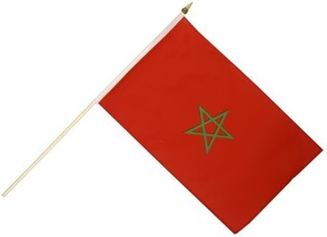 Medium Morocco Flag with stick 12"x18"(30x45cm) Flag ZaytunaMart.ca