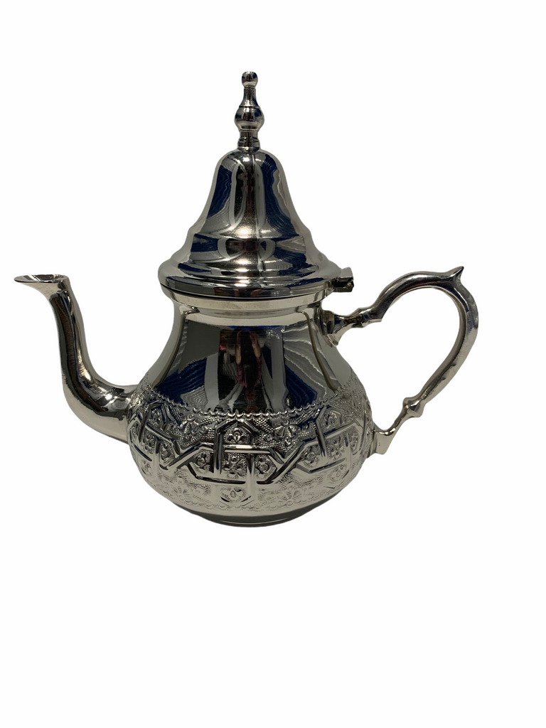 Teapot Moroccan hand crafted silver 1L HOME ZaytunaMart.ca