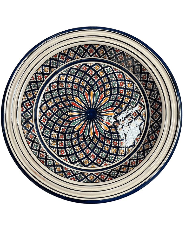 Kasriya Clay Plate Guessaa Decorated 40 cm Pottery ZaytunaMart.ca