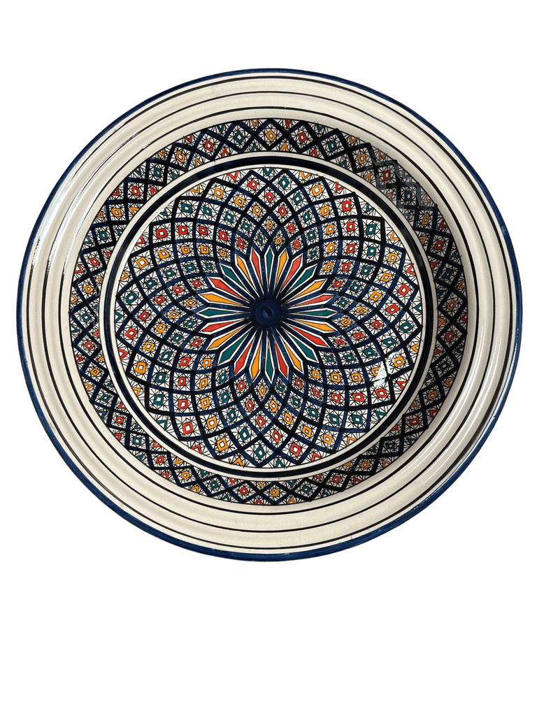 Kasriya Clay Plate Guessaa Decorated 40 cm Pottery ZaytunaMart.ca