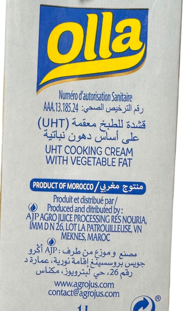 OLLA UHT Cooking Cream with vegetable oil 1L FOODS ZaytunaMart.ca