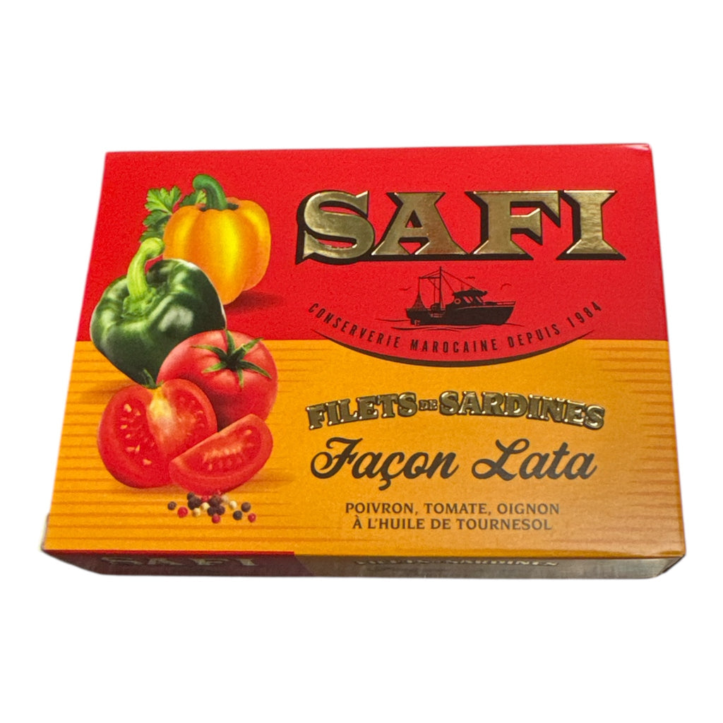 SAFI Sardine Fillets – Lata Style (Peppers, Tomato & Onion in Sunflower Oil) - 105g - Authentic from Zaytuna Mart Canada
